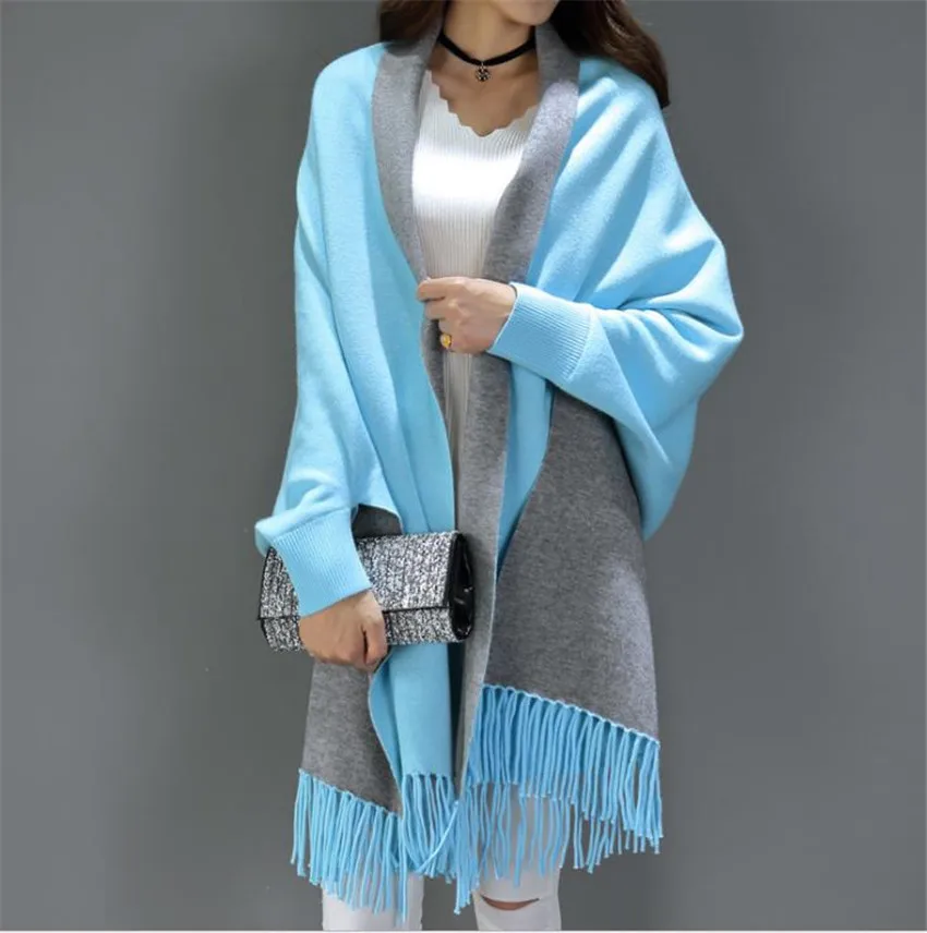 Женский зимний шарф, женские шарфы, Вязаная Шаль, плотный теплый хлопковый кашемировый шерстяной пончо, Одноцветный женский шарф, негабаритная накидка