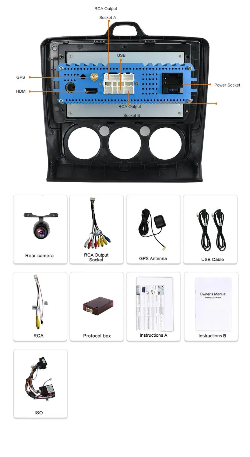 Cheap 4G RAM2 din car radio android 9.0 for ford focus with Radio Tuner GPS Navigation Mirror Link Bluetooth Wifi 4G Rear View Camera 3