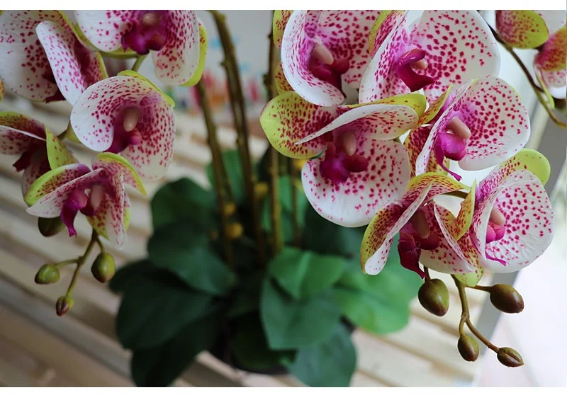 15 шт./компл. Цветочные орхидеи с листьями реальные сенсорный цветок свадебный стол центральный вечерние Цветочные события