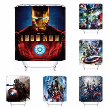 

Custom Captain America Bathroom Acceptable Shower Curtain Polyester Fabric Bathroom Curtain #180320-02-217
