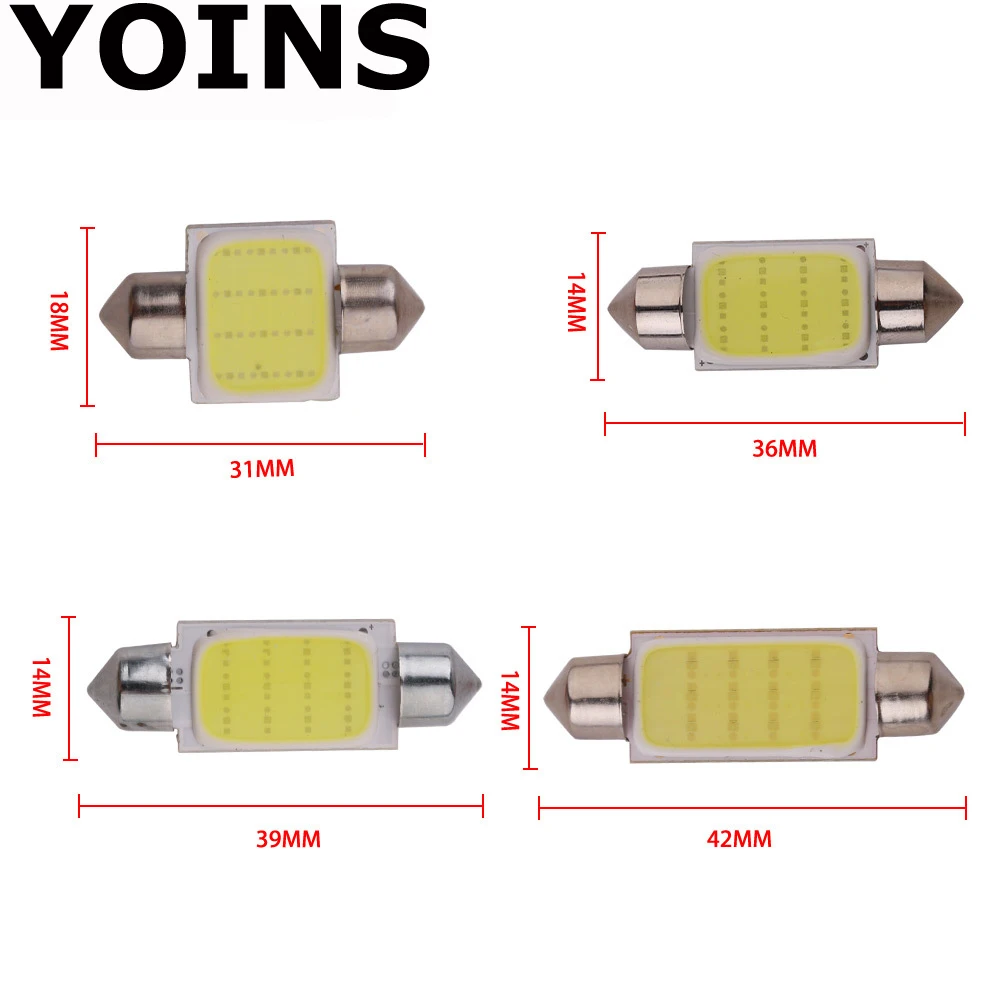 Автомобильный Стайлинг 31 мм/36 мм/39 мм/42 мм 12 В гирлянда светодиодный автомобильный лампочка парковка COB светодиодный размер интерьер белый SMD лампа для чтения