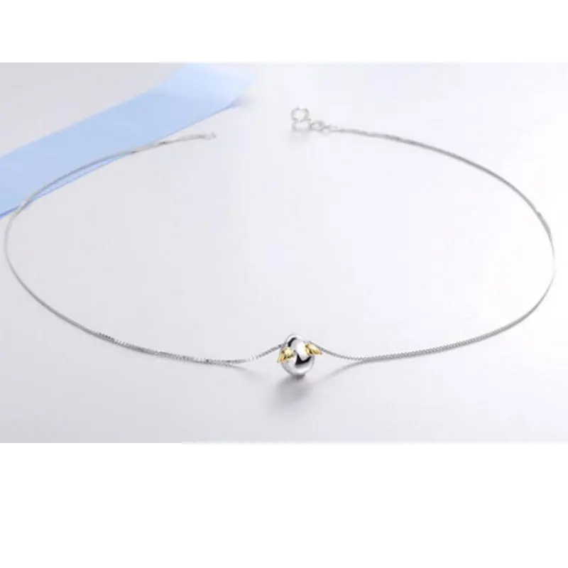 Anenjery 925 plata esterlina Ángel de huevo Collar para las mujeres collar de cadena gargantilla bijoux femme S N200|Collares| - AliExpress