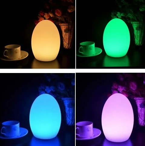 

Free Shipping Colorful LED Egg bar table lamp Break-resistant, rechargeable LED glowing lighted egg night light for Christmas