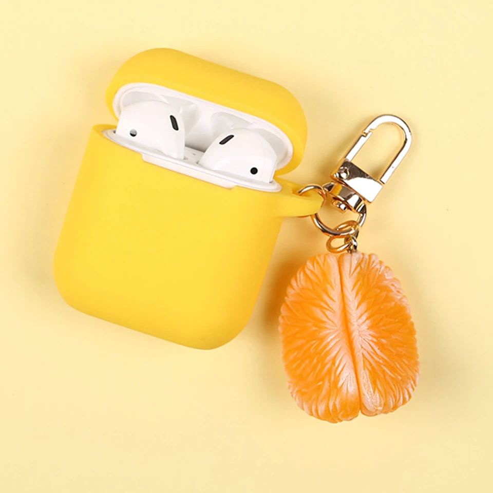 Милый Забавный оранжевый декоративный силиконовый чехол для Apple Airpods, аксессуары для наушников Bluetooth, защитный чехол, сумка, коробка