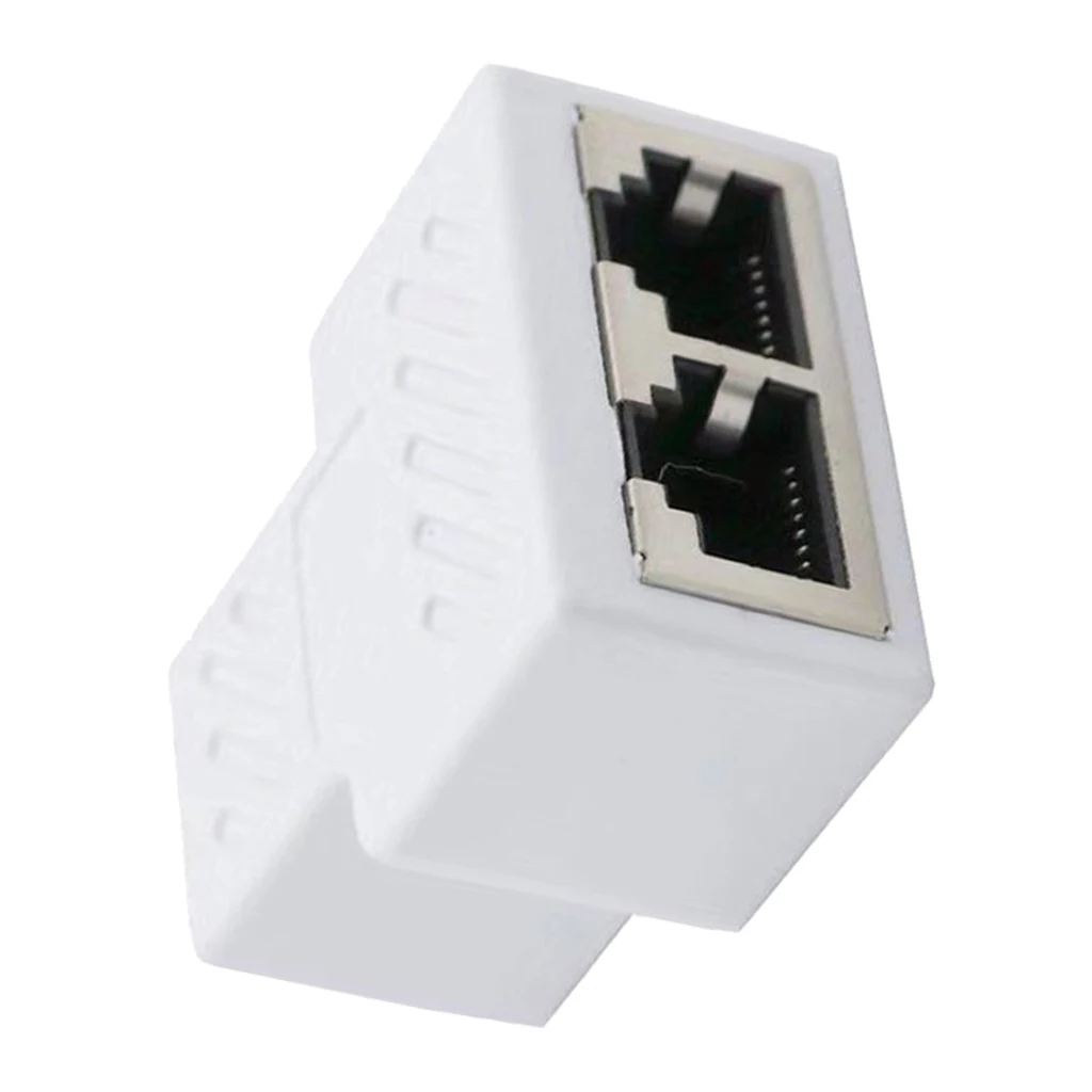 RJ45 8P8C 1 to 2 Female Adapter Divider Splitter Network Connector White