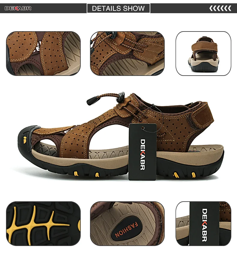 Мужские сандалии из натуральной кожи DEKABR, темно-коричневая модная повседневная летняя воздухопроницаемая обувь в классическом стиле