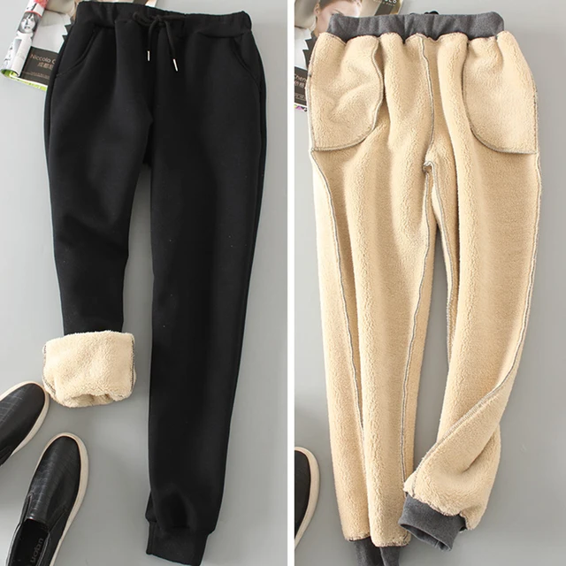 Yeeshan Winter Women Casual Wool Harem Pants Thick Satin Pants