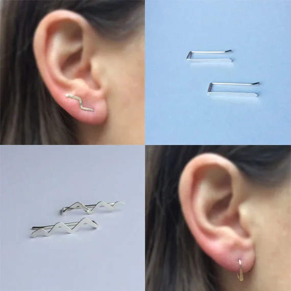 

PINJEAS earring four pairs ear handmadey minimalist modern needle piercing girl gift birthday wedding