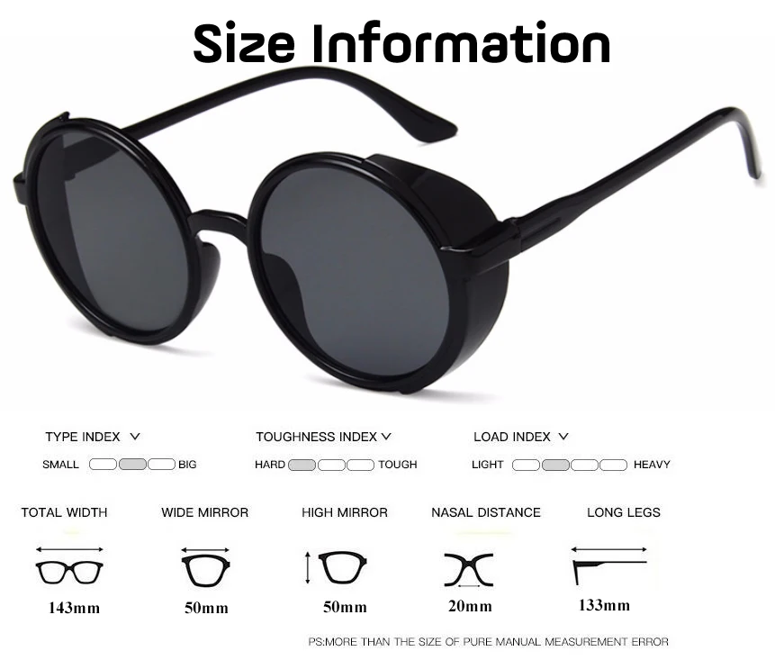 2019 Classic Round Steampunk Sunglasses Men Women Fashion Eye Glasses Brand Designer Retro Vintage Frame Vintage Eyewear