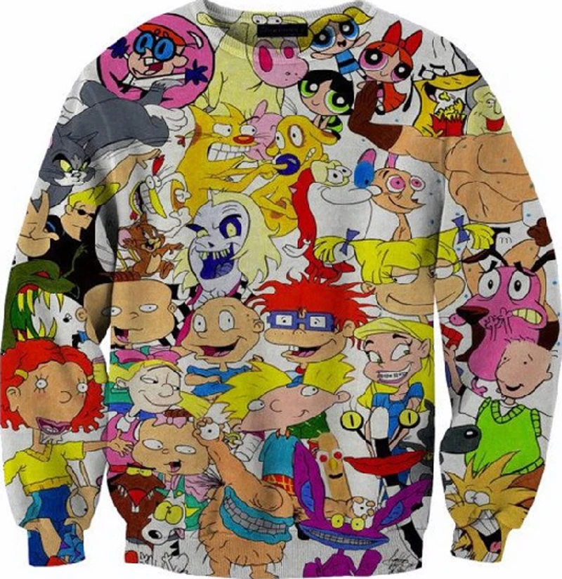 New Women Men Hoodie Cartoon Network Rugrats Powerpuff 3d Print Sweatshirt Hoodies Printing Machine For Glass Hoodie Newprinted Crepe Aliexpress