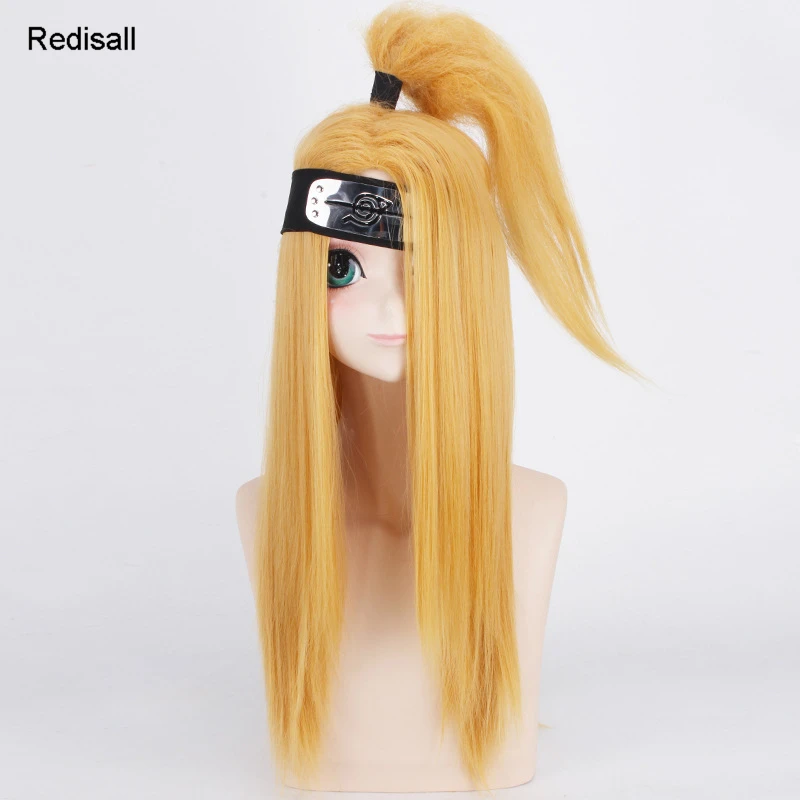 

Anime Naruto Cosplay Wig Deidara Cosplay Wig Long Straight Golden Wig Ponytail Synthetic Hair Role Play