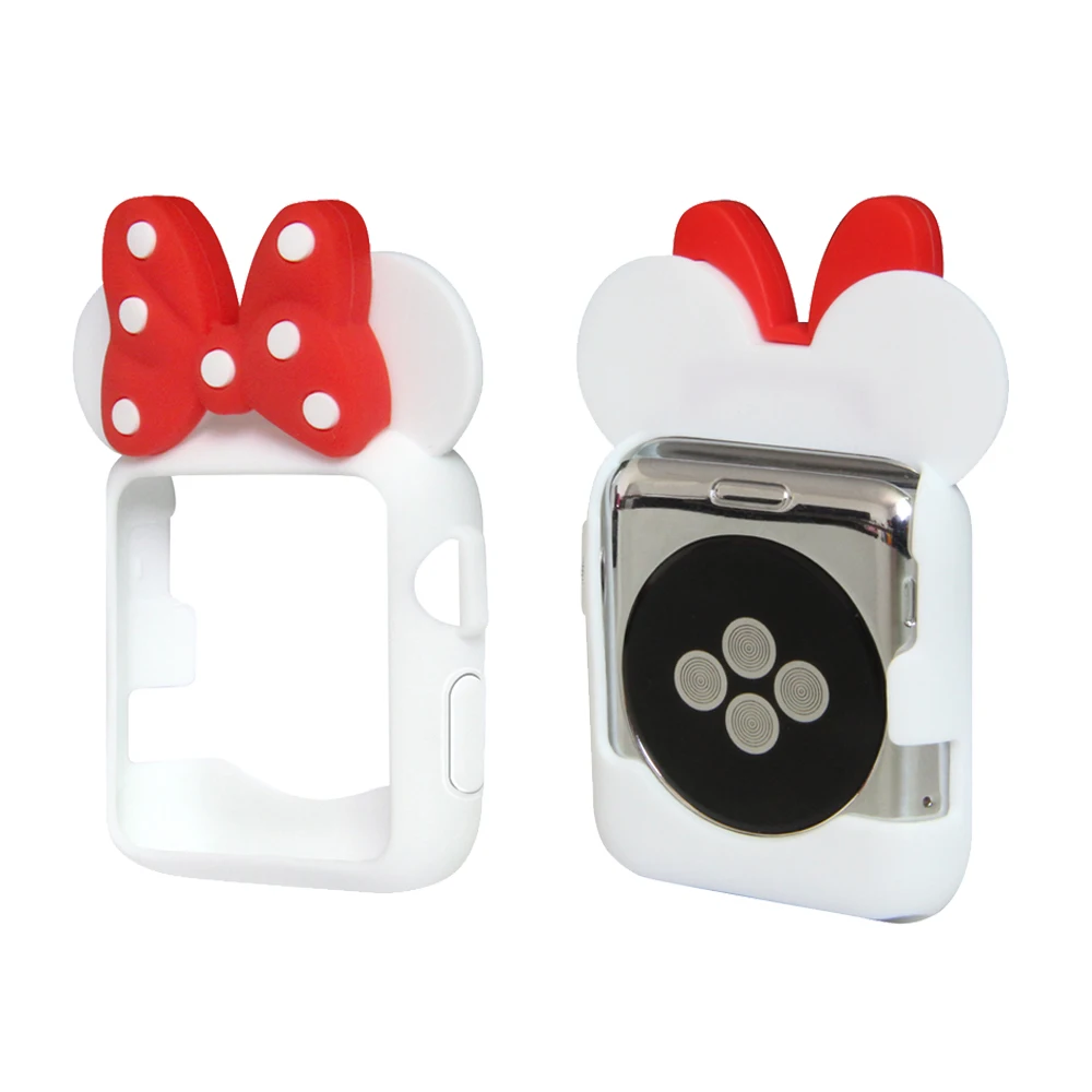 Silicone protector Cover For Apple Watch Case 42mm 38mm Iwatch Series 3 2 1 Soft rubber frame Mickey Protective Shell Silicone protector Cover For Apple Watch Case 42mm 38mm Iwatch Series 3 2 1 Soft rubber frame Mickey Protective Shell