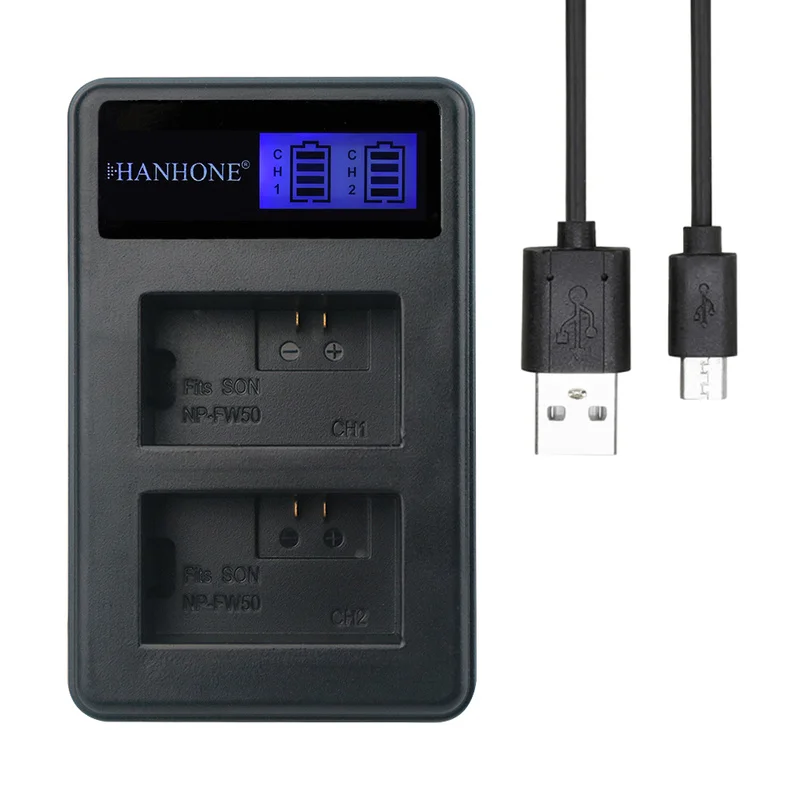 

NP-FW50 Charger 2 Slot LCD USB Dual Charger for SONY A6000 A33 A55 A7R a7II a6000 a7RII a6300 a5100 a7s a7 a7R a7sII Battery
