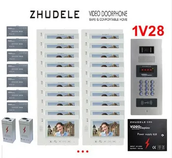 

ZHUDELE Building Home security intercom system 28 Units Apartment Video Door Phone Bell Intercom System 7" TFT monitor IN STOCK