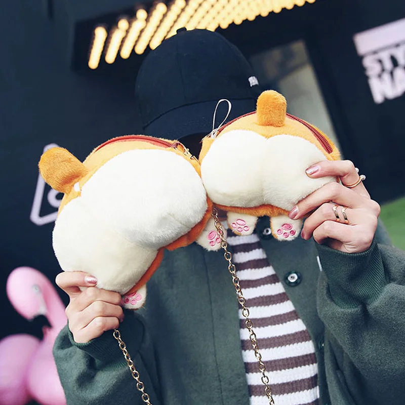 

1 Pcs Pet Dog Butt Plush Wallet Purse Crossbody Bag Cute for Coin Money Cards Best Sale-WT