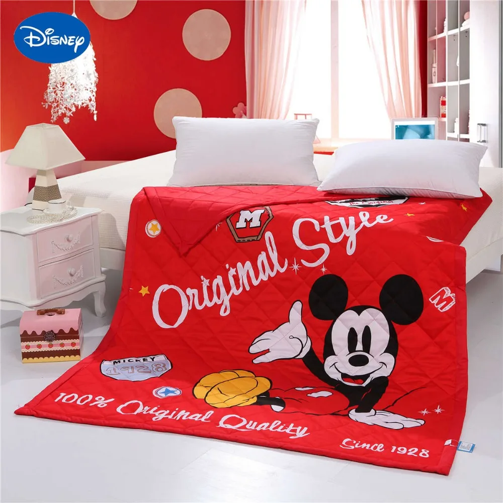 

Disney Cartoon 3D Mickey Mouse Printed Quilts Comforters Bedding Cotton Shell 150*200cm Size Summer Girls Baby Bedroom Decor Red
