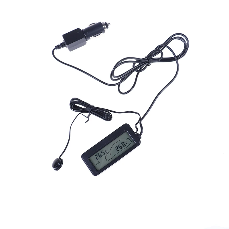 New Car Thermometer Digital Clock DC12V LED Lighted Dual Temperature Gauge Voltmeter Voltage Tester Wholesale