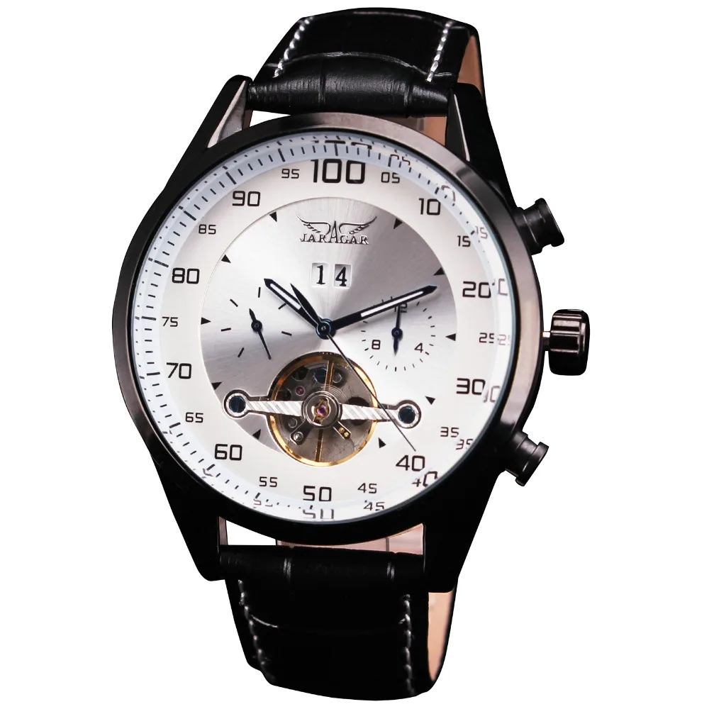Select Men s Mechanical Wrist Watch Tourbillon Genuine Leather Strap Arabic Number Sub Dial Complete Calendar