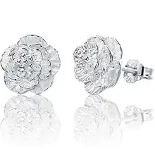 Модные романтические наборные посеребренные серьги-гвоздики с цветком вишни 925 ювелирные изделия для женщин подарок