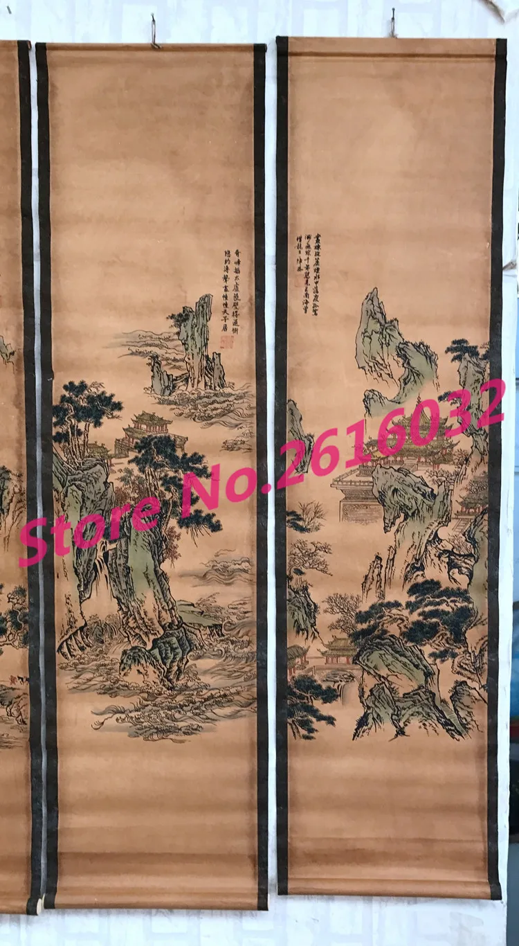 China-calligraphy-Paintings-Scrolls-old-Chinese-Painting-SCROLL-FOUR-SCREEN-Painting-Water-and-water-landscape-painting (2)
