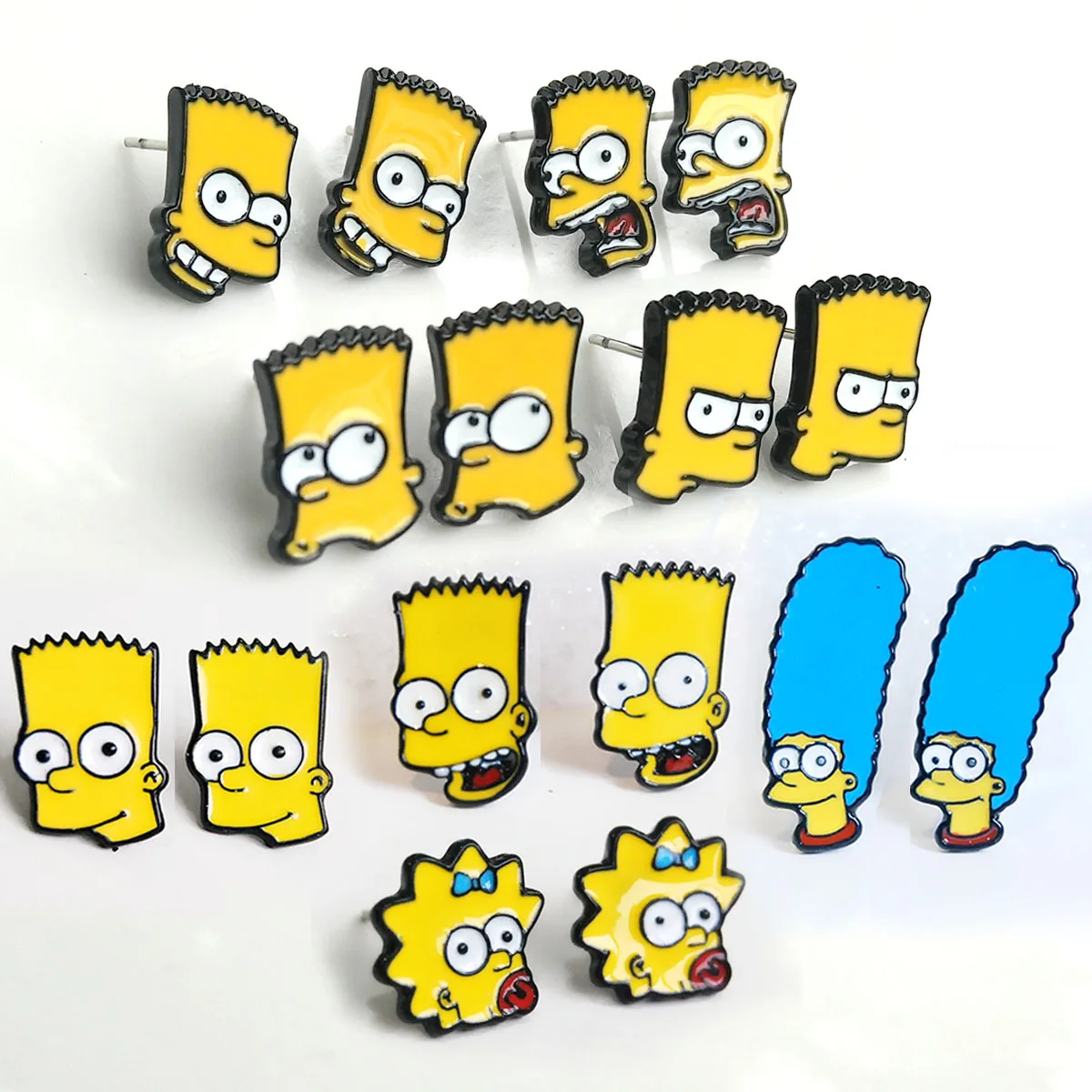 Best Classic Cartoon Anime Stud Earrings Casual Hiphop Creative Cute Novelty Jewelry Simple Chic Alloy Woman Yellow orecchini aretes