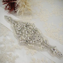 Свадебный пояс-кушак, Серебряная лента из страз для невесты, Хрустальный пояс, вышивка бисером аппликация 10pcs-RA122-Y913