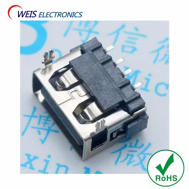 

100PCS USB Type - A Female PCB Mount Socket Connector 4PIN SMT length: 10.0mm 10mm Flat head AF10.0 ROHS Free shipping