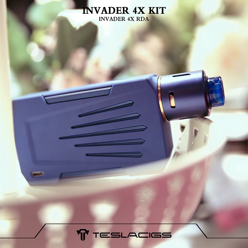 Original Teslacigs Invader 4X VV vape Kit With 5 Levels Variable Voltage Single Coil Build Deck 25mm RDA VS frenzy vape pen kit (19)