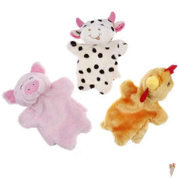 

Classic Carton Animal Hand Puppet Cute Toys Plush Puppets Pig Chicken Cow Doll Baby Toy Animals Toy High Quality