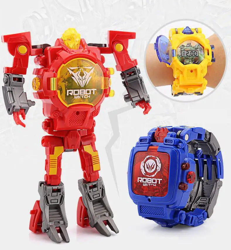 Transformação dos Desenhos Relógio de Pulso Relógio para o Menino Relógio de Brinquedo Animados Brinquedo Criativo Robô Eletrônico Crianças Deformar Esporte Presente Natal 2 Weddings & Events