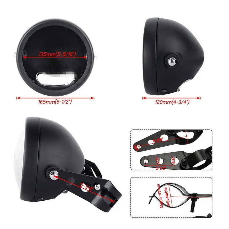 Motorcycle Black Headlight Light Housing Bucket headlamp Assembly For Harley Fits