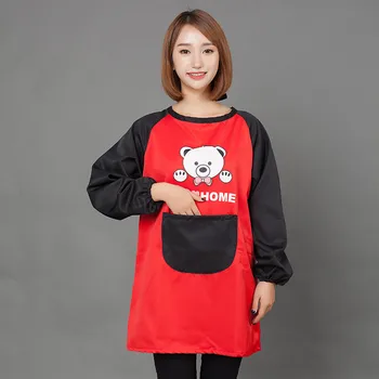 

Long Sleeves Bear Pattern Hair Cape Barber Shop Hair Salon Cute Apron Hairdressing Work Clothes Cover Technician's Uniform U1209