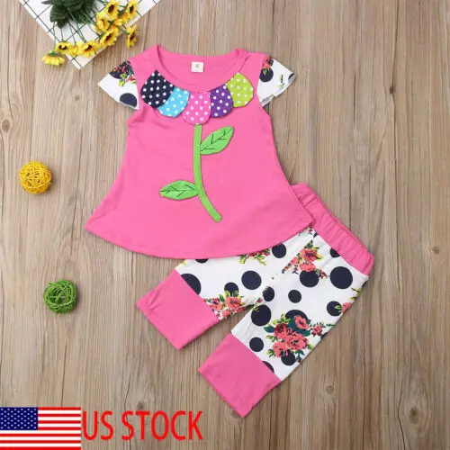 

PUDCOCO Baby Girls Outfits Summer Casual T-shirt Tops Long Pants Leggings Clothes Set