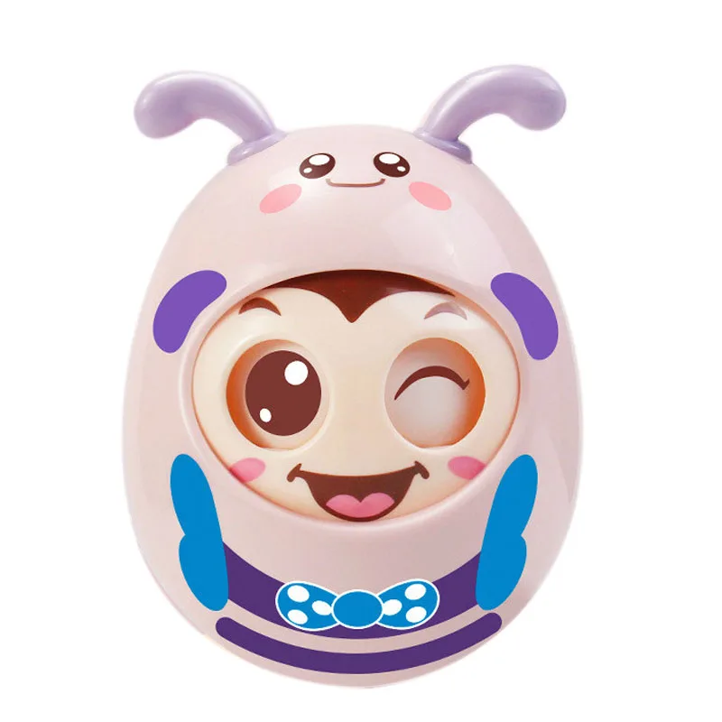 Мигающий неваляшка игрушка мультфильм круглая мигающая ранняя развивающая игрушка Детская Музыкальная погремушка игрушка для малышей зубной гель - Цвет: Pink