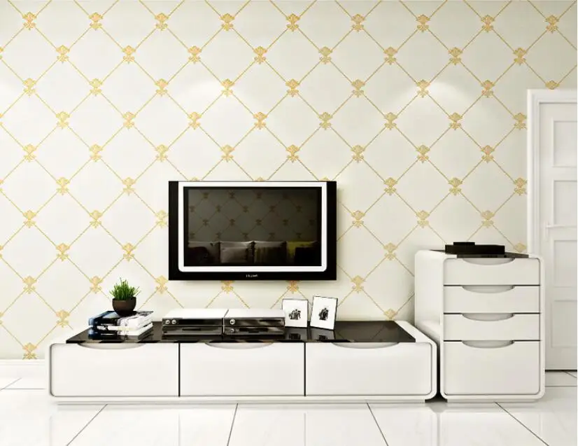 Waliicorners Modern minimalist diamond lattice 3D three-dimensional embossed nonwoven wallpaper bedroom living room tv 16 QQ20180105183448