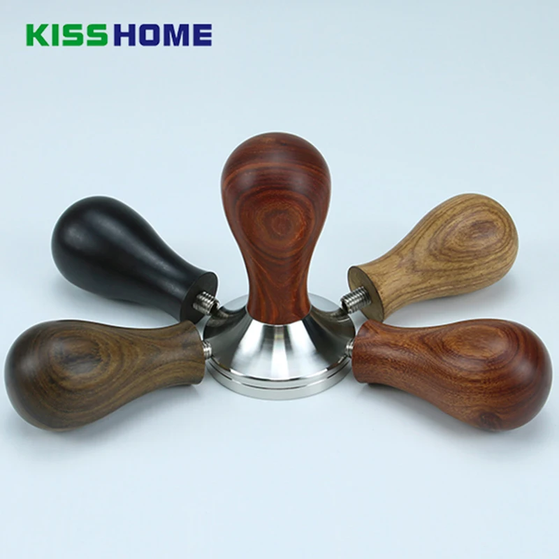 

200pcs Stainless Steel Base 5 Kinds Wood Handle Coffee Tamper 41/49/51/53/54/57/57.5/58/58.35mm Press Tampers Powder Hammer