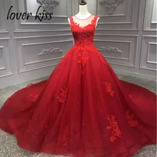 Lover Kiss Vestido De Noiva красивое кружевное красное свадебное платье из бисера блестящие свадебные платья для невесты реальные фотографии robe de mariage