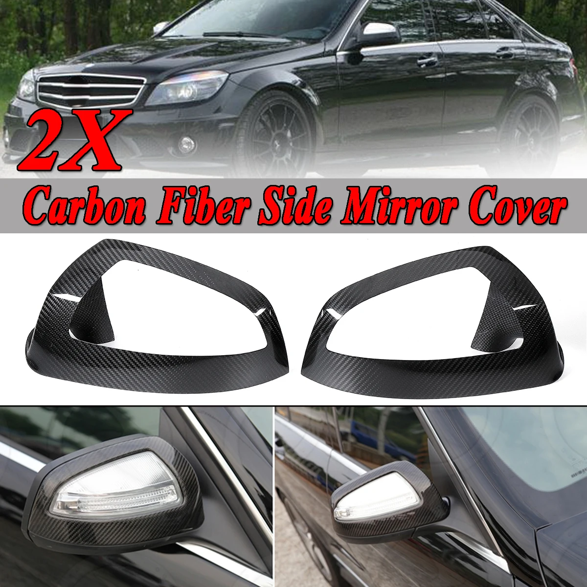 Buy 1Pair Real Carbon Fiber Add on Car Side Mirror