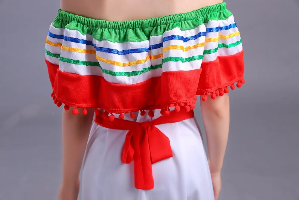 Костюм для девочек в Мехико, детский дешевый белый костюм из полиэстера для костюмированной вечеринки на Хэллоуин, подарок на день рождения