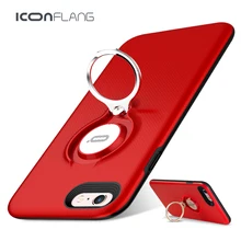 Для iPhone 6 plus ca s e iconflang 360 градусов вращая металлическое кольцо ca s e S ТПУ + PC сплава анти-капля для iphone 6S 6S плюс крышка