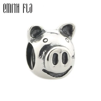 

Authentic 925 Sterling Silver Bracelet Pig Charm Beads DIY Animal Bead Fit For European Brand Original Bracelet Bangles Lovely