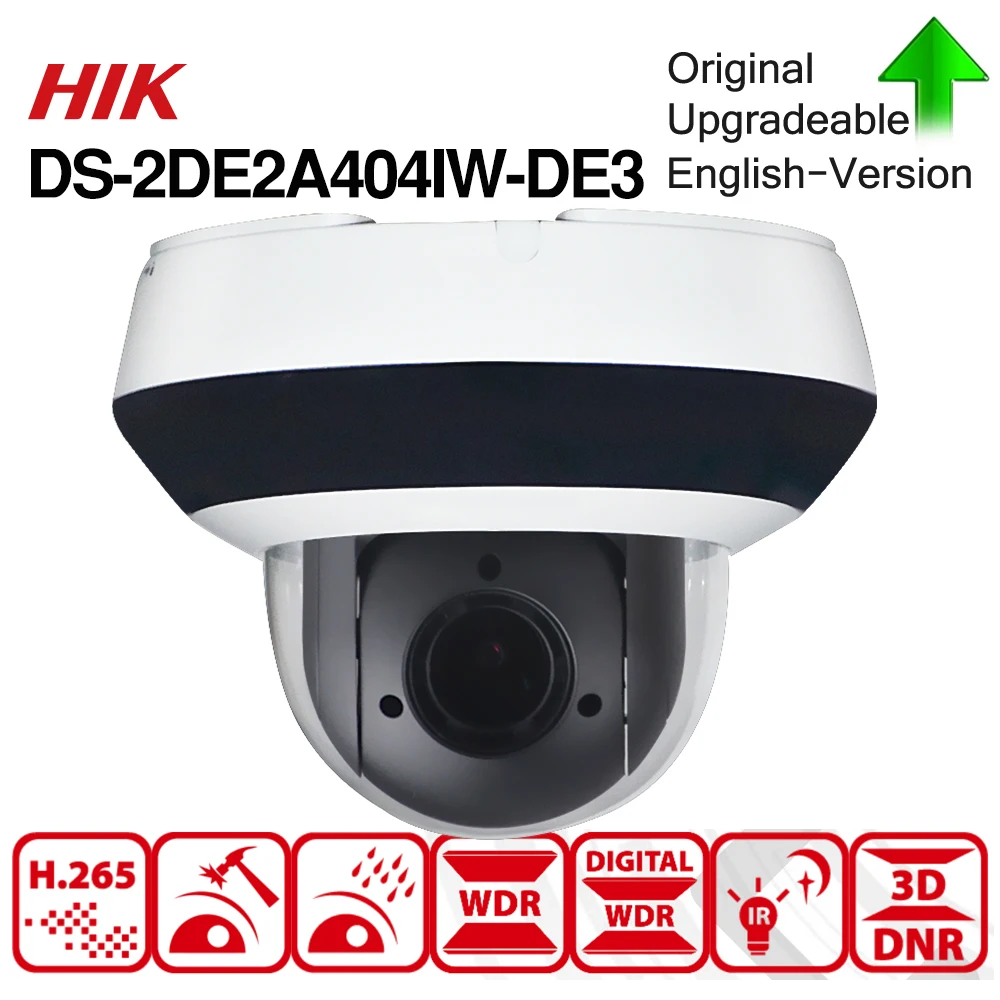 Hikvision оригинальная PTZ IP камера DS-2DE2A404IW-DE3 4MP 4X зум сети POE H.265 IK10 ROI WDR DNR купольная камера видеонаблюдения