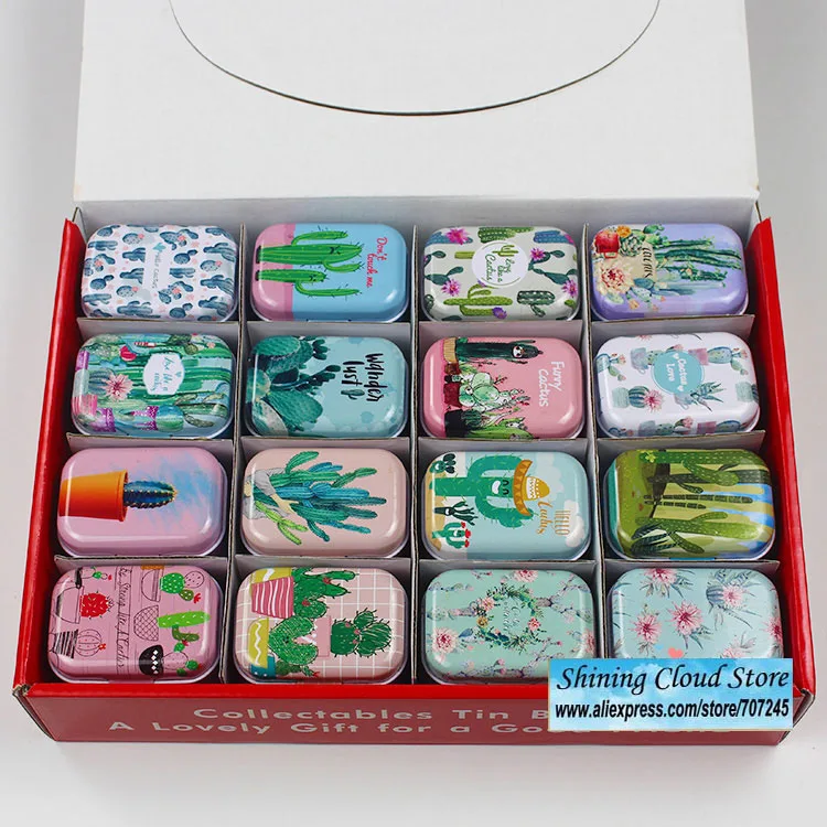 

32pc/lot !Cactus model Mini cover Iron tin case / can/ metal cute pencil box / small Kit/candy storage gift box