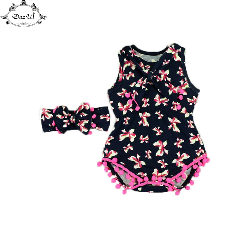 Buy Summer Baby Clothes Pink Bow Printed Baby Bodysuit