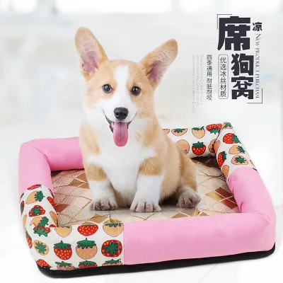 

Summer Dog Cat Cushion pet mats Soft Puppy Sleep Bed Kennel Cool Bamboo mat Blanket Matress For Small Medium Large Dogs