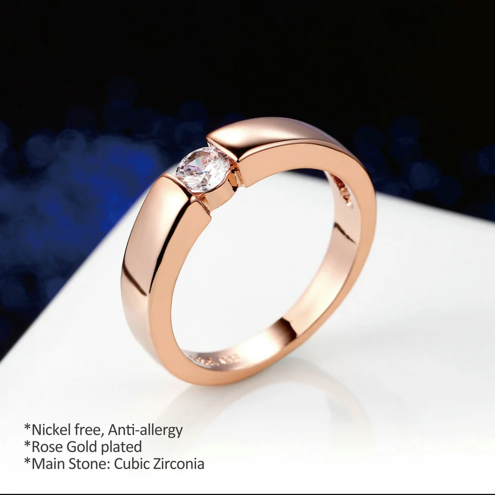 Wedding Rings Princess Cut Stone Engagement Wedding Rings for Women Rose Gold Color Couples Promise Ring