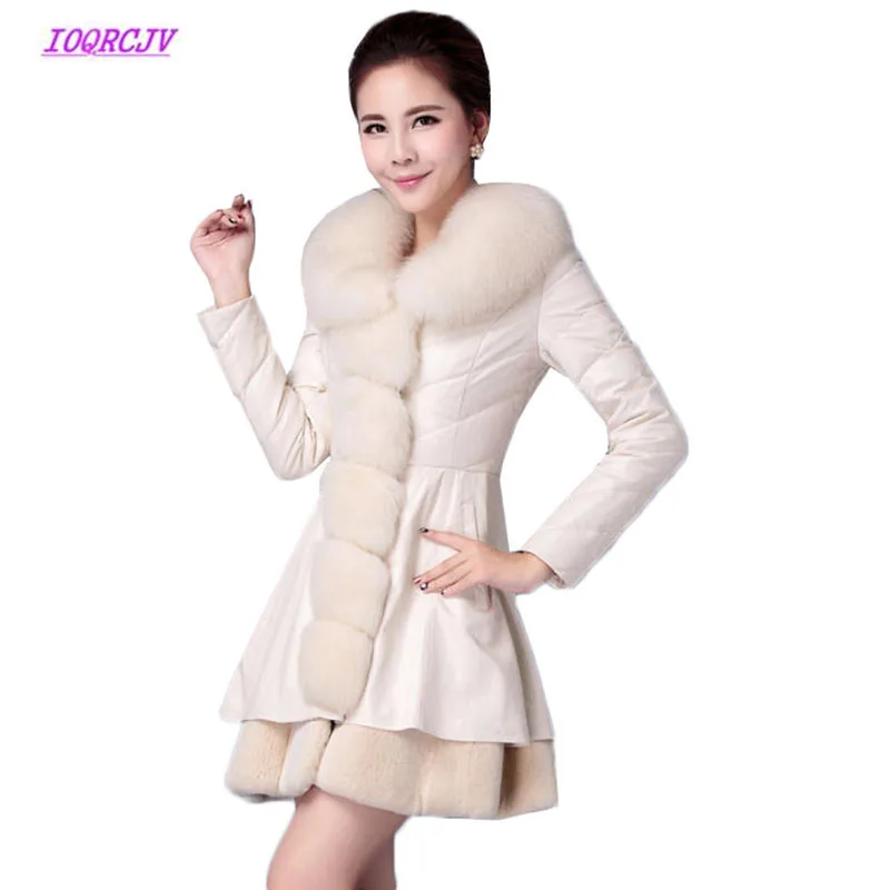 Veste Taille Vers Manteaux Atchwork Le En Fourrure purple Faux Col black D'hiver Femmes Haute La Coton Plus Renard Manteau Bas De 6xl Qualité Beige W44 Parkas Cuir Uq61Iq