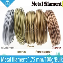 Sıcak! 100g 3D Yazıcı Metalik Filament, 30% Metal Içeriği Filamentler-Saf Bakır/Pirinç/Bronz/Bakır/Alüminyum, 1.75
