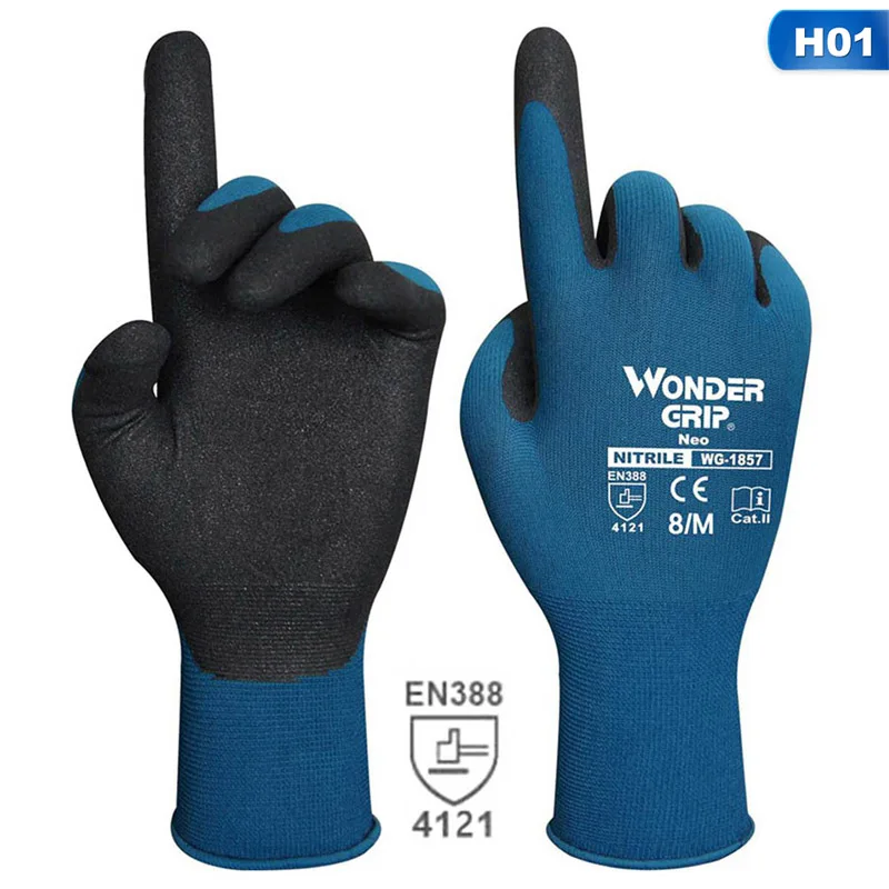 Wonder Grip 4121X-4131 сертифицированные безопасные рабочие перчатки для полиуретановых перчаток с покрытием ладони - Цвет: WG-1857