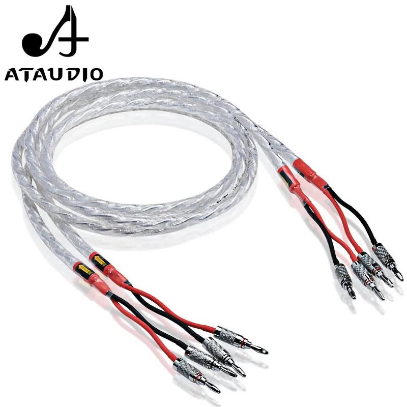 Одна пара кабель динамика ATAUDIO HIFI с посеребренным покрытием Hi end 6N OCC провод для Fi